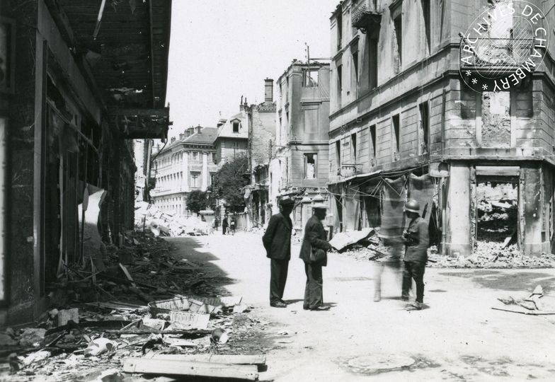 Bombardement de Chambéry rue Favre le 26 mai 1944