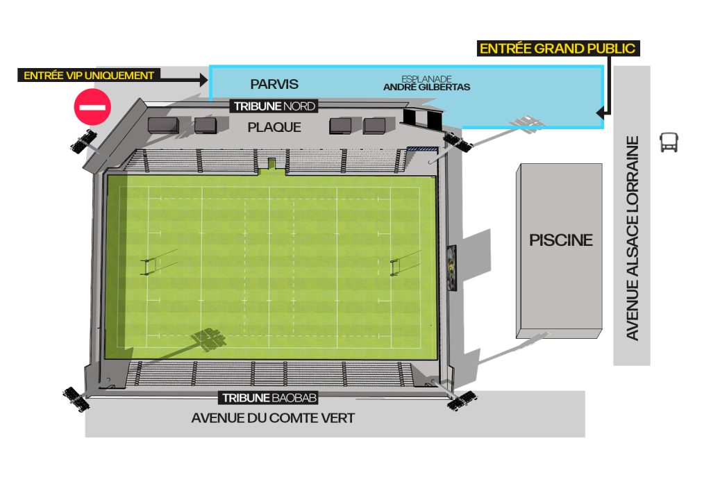 Plan des entrées du chambéry savoie stadium