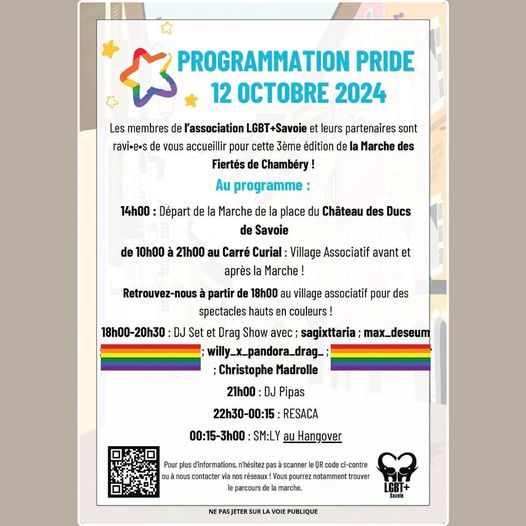 Programme Chambéry Pride 2024